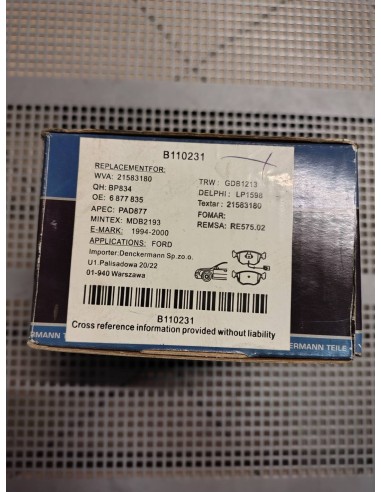 Klocki hamulcowe Ford Mondeo Mk1 / Mondeo Mk2 / Cougar / Scorpio I/II/ Escort Mk6