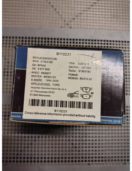 Klocki hamulcowe Ford Mondeo Mk1 / Mondeo Mk2 / Cougar / Scorpio I/II/ Escort Mk6