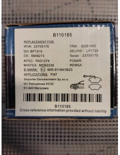 Klocki hamulcowe Fiat Punto/ Bravo/Panda, Alfa romeo mito, Lancia, Peugeot, Citroen