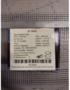 Klocki hamulcowe Renault Kangoo, Nissan Kubistar